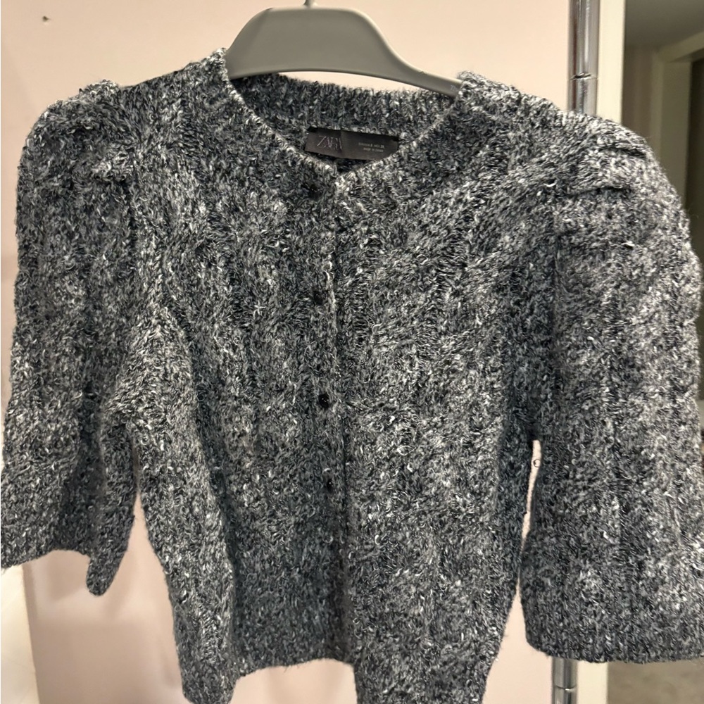 Zara Half Sleeve Button Up Wool Top